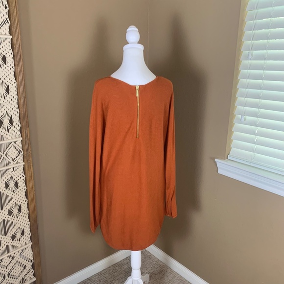 Michael Kors Burnt Orange Knit Sweater Gold Back Zipper Women’s Size Large - Picture 3 of 9